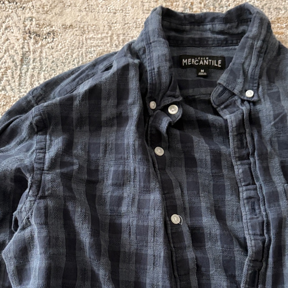 J. Crew Men's Navy Plaid Button-Down Shirt